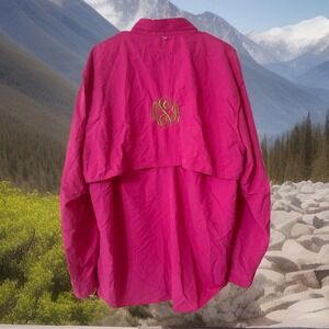 Magellan Outfitters pink fish gear ladies embroidered shirt -‎ Size xl